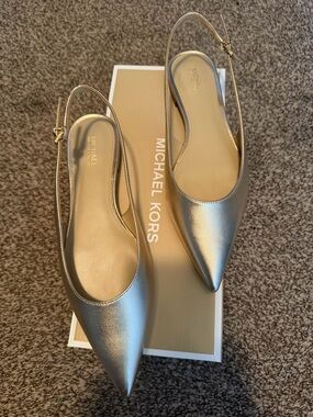 Michael Kors Amali Women’s Metallic Pale Gold Pointed Slingback Flats